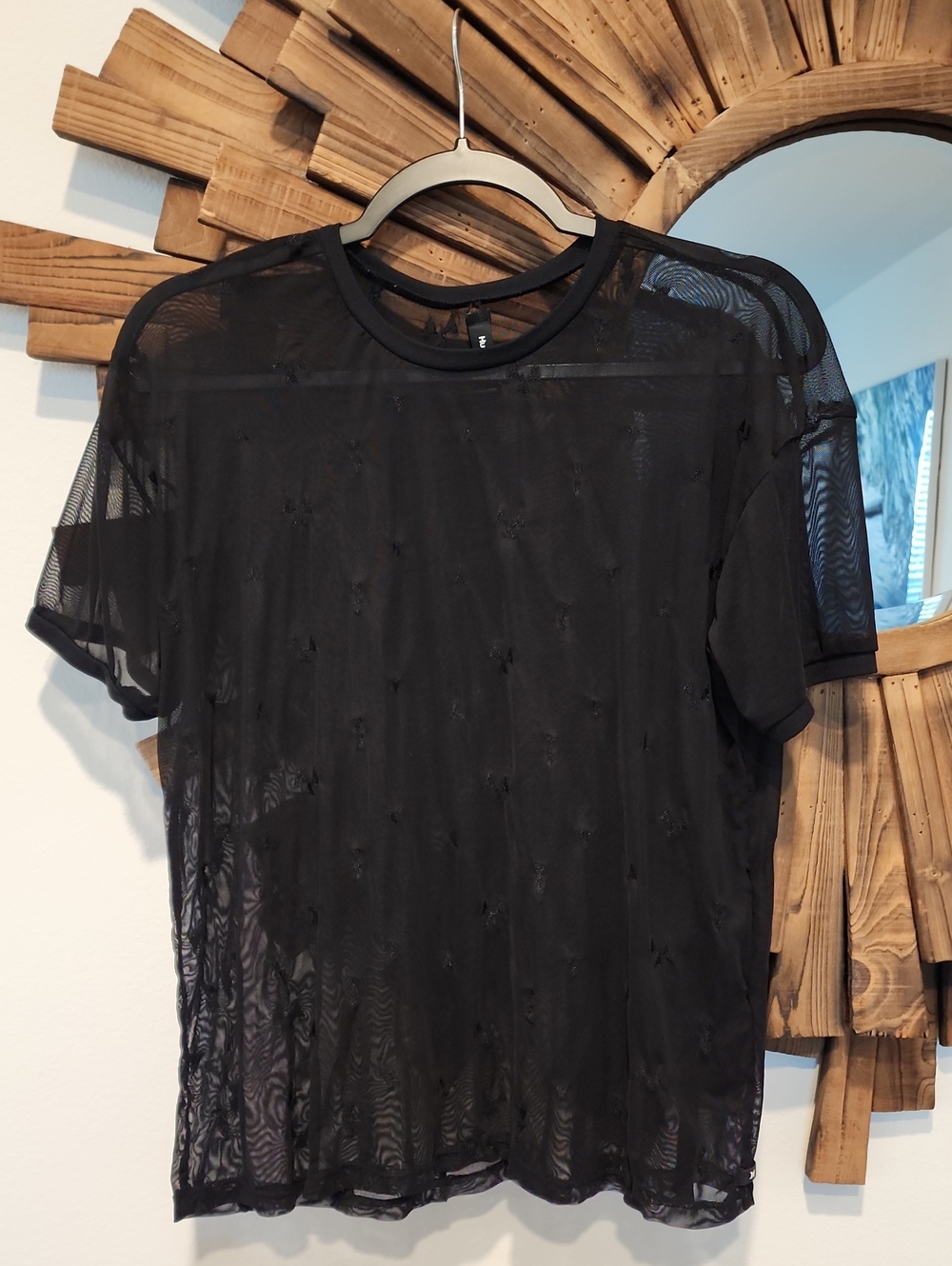 Hurley Sz M Black Sheer Short-Sleeve Tee